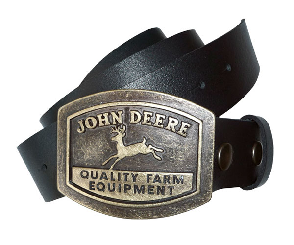 John Deere Historical Leather Belt with Brass Buckle