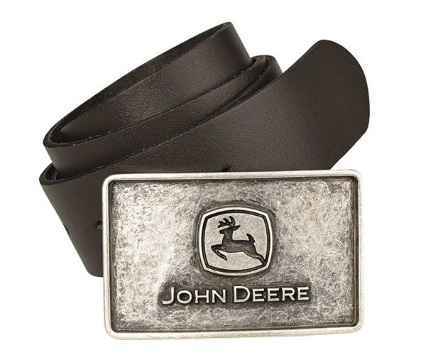 John Deere Leather Belt with Engraved Buckle