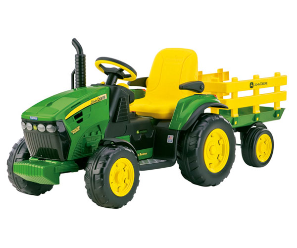 John Deere 12V Ground Force Toy Tractor and Trailer