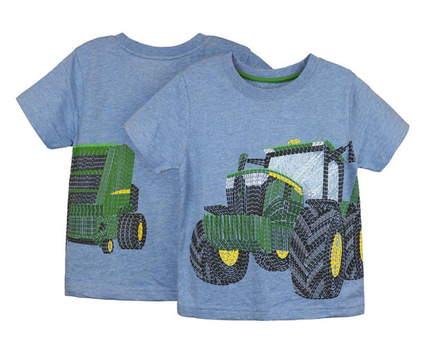 John Deere Tractor & Baler T-Shirt - Childs Blue (2-4 Yrs)