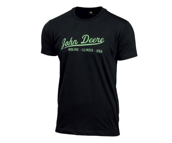 John Deere 'Signature' Black T-Shirt - Adults